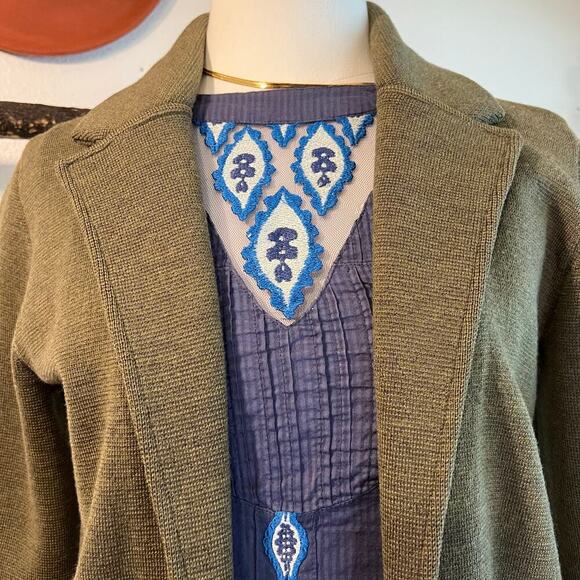 J. Crew Olive Green Merino Wool Open Style 3/4 Sleeve Cardigan Jacket Size XXS - Picture 3 of 13